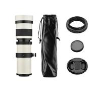 Objectif Zoom Super téléobjectif MF 420-800 mm F/8.3-16 à Monture T avec Bague d'adaptation Universelle, Filetage 1/4, Compatible avec Canon(Ivory)