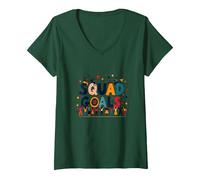 Objectifs de l'équipe : Motivation du Travail d'équipe T-Shirt avec Col en V, Femme, Vert Forêt, XL