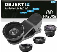 OBJEKTIX Kit de lentilles pour téléphone portable Smartphone Lentilles Fisheye Grand angle Macro Caméra