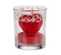 Objet de Décoration/Bougie en Forme de Cœur dans Verre/Dimensions : 6,5x5 cm (Rouge)