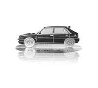 Objet De Décoration - Lancia - Hf Delta Integrale - Silhouette Gravée - Acier Inoxydable - Vitrine Transparente