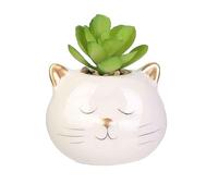 Objet de Décoration/Plante Artificielle avec Pot Chat ou Licorne en Céramique (Chat)