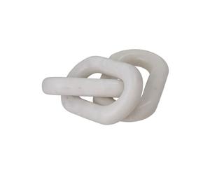 Objet décoratif en marbre blanc, sculpture, anneaux entrelacés - Bloomingville, Adee - 4x13x2 cm