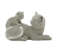 Objet décoratif Mauro Ferretti Gatto Sparky Con Cucciolo Gris 19x9x13 cm