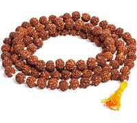 Objets artistiques de collection Inde Énergétique 5 Mukhi Visage Rudraksh Mala, Rudraksha 108 perles 6 mm, Certifié, Énergétique, Yoga Spirituel
