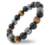 Objets conscients - Bracelet en cristal - Bracelets en perles pour hommes Bijoux - Bracelet pour femme - Bracelets avec pierres de chakra - Triple bracelet de protection, 0.4 inches, Pierre, Agate