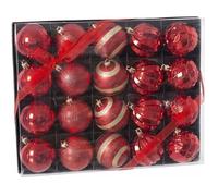 Objets décoratifs - BIGBUY CHRISTMAS - Boules de Noël Rouge Plastique - Lot de 20 - Diamètre 6 cm