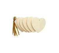 Objets décoratifs - GRAINE CREATIVE - Lot de 6 coeurs en bois - Ficelles dorées fournies - 60 mm - Mixte