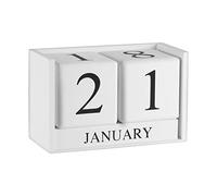 Obling Calendrier Perpétuel en Bois Conversion Manuelle Durable Accessoire Chic pour Maison ou Bureau (Blanc)