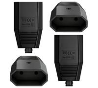 Oblinple 4 Pièces Euro Couplage Schuko Plat, Caoutchouc Prise Electrique Femelle 250V IP20, Le Connecteur Europe Fiche Plate Contact de Protection, Conviennent pour Une Utilisation Int (4, Noir)