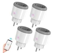 Oblinple Prise Connectée, 16A Prise WiFi avec Suivi de consommation Télécommande Commande Vocale Fonction de Temps 2,4 GHz Prise Intelligente Compatible avec Alexa et Google Home (4, blanc grisâtre)