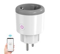 Oblinple Prise Connectée, 16A Prise WiFi avec Suivi de consommation Télécommande Commande Vocale Fonction de Temps 2,4 GHz Prise Intelligente Compatible avec Alexa et Google Home (1, blanc grisâtre)