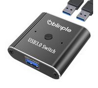 Oblinple Switch USB 3.0 Bidirectionnel, KVM Sharing Switcher 2 PC | 2 Câbles USB 3.0, Commutateur KVM 2 en 1 Sortie (1 en 2 Sorties) pour Ordinateur Imprimante Scanner Clavier