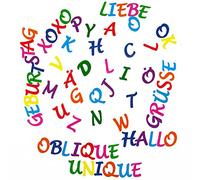 Oblique Unique ABC Lot de 212 lettres de l'alphabet autocollantes pour enfants avec inscription « Umlauten »
