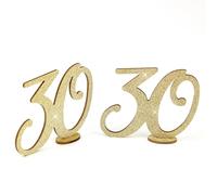 Oblique Unique Chiffre 30 en bois avec support - Paillettes - Décoration de table pour anniversaire, fête, bricolage
