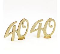 Oblique Unique Chiffre 40 en bois avec support, à paillettes, décoration de table pour anniversaire, fête, bricolage