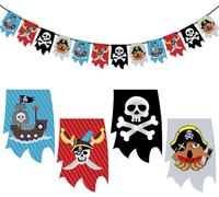Oblique Unique Guirlande de pirate pour anniversaire d'enfant - Bannière Oblique Unique pour garçons - Décoration à suspendre pour fête pirate