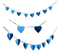 Oblique Unique® Guirlande en forme de cœur avec effet 3D - Bleu - Décoration de mariage - Avec cœurs - Amour romantique - Saint-Valentin