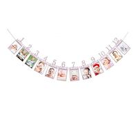 Oblique-Unique® Guirlande pour bébé 12 Mois 1er année de Vie - Guirlande mensuelle pour Fille - pour fête prénatale, Grossesse, Anniversaire d'enfant - Rose et Violet avec Effet Scintillant élégant