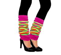 Oblique Unique® Jambières sexy néon pour femme - Pour fête à thème des années 80 - Carnaval, danse, aérobic - Couleur au choix, Mélange de couleurs fluo : rose, orange, jaune, vert, 38 cm lang