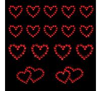 Oblique-Unique® Lot de 16 autocollants en forme de cœur avec strass à décorer ou à coller (rouge)