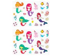 Oblique Unique® Lot de 36 autocollants en forme de sirène, autocollants colorés avec motifs de monde sous-marin, hippocampe, pieuvre, poissons, etc. pour bricoler et jouer