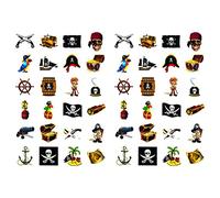 Oblique-Unique® Lot de 48 autocollants pirates pour enfants - 48 autocollants colorés avec différents motifs pirates - Idéal pour anniversaire, petit cadeau et jeux