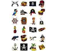 Oblique Unique Lot de 48 tatouages pirates pour enfants - Différents motifs de pirates