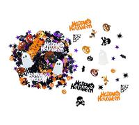 Oblique Unique® Lot de confettis Happy Halloween - Orange - Blanc - Noir - Violet - Décoration de table - Halloween - Fête effrayante - Carnaval