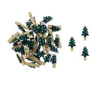 Oblique Unique® Mini pinces à linge en bois avec motifs de Noël, sapin, gants, flocons de neige, pinces comme décoration à disperser, décoration de table de Noël (vert - sapins)