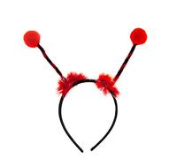 Oblique Unique® Serre-tête coccinelle avec pompons - Accessoire de costume pour carnaval, fête à thème, noir et rouge