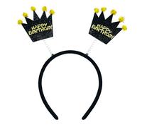 Oblique Unique Serre-tête « Happy Birthday » - Noir et doré - Accessoire pour anniversaire, carnaval, fête à thème, fête Taille Unique Noir/Doré