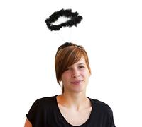 Oblique-Unique® Serre-tête noir avec auréole en plumes de marabout pour ange