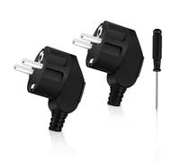 OBLLAR Prise Electrique Male 2 Pièces Fiche Electrique Male 250V 16A Prise Male Etanche Exterieur + 1 Tournevis Convient aux Appareils Electroménagers aux Luminaires Prises, Noir