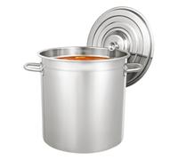OBLLER Marmite Inox 35L Grande Capacité Acier 201 Avec Couvercle | Usage Pro Marmite Acier, Fond Renforcé Grande Casserole, Faitout Pour Cuisine Professionnelle