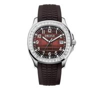 OBLVLO FM-SL Montre mécanique avec cadran carré et date automatique pour homme Bracelet en caoutchouc super lumineux, FM-SL-YNNR-D, Mécanique, remontage automatique, montre automatique