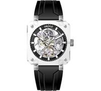 OBLVLO Montre automatique pour homme avec cadran squelette carré, boîtier transparent, tendance, sport, mécanique, étanche, bracelet confortable, BRM-IBBR, Mécanique, remontage automatique, montre