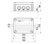 OBO Bettermann OBO Bettermann Boîte de dérivation de câble T100ED 06A 150 × 116 × 67 mm pastello Quantité:1