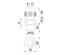 OBO Bettermann OBO Bettermann Raccord MS M25 filetage long V-TEC VM LM25 MS Quantité:1