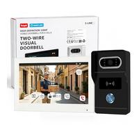 OBO HANDS 2 Fils Visiophone Connecté Filaire Kit Interphone Vidéo,Ecran TFT Couleur 7’’,Platine de Rue avec Camera,Sonnette Vidéo Extérieur Vision Nocturne,Audio Bidirectionnel,Une Famille