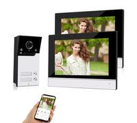 OBO HANDS Visiophone 4 Fils avec 2 Moniteurs et Platine à 2 Boutons | Caméra AHD 2 MP, angle 120°, vision nocturne 3 m, enregistrement local et contrôle TUYA en Wi-Fi 2,4 GHz