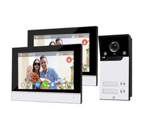 OBO HANDS Visiophone WiFi avec Câble | Écran Intérieur 7" & App Tuya | Interphone IP65, 1080P, Vision Nocturne, Détection de Mouvement et Enregistrement (1 Caméra et 2 Moniteurs)