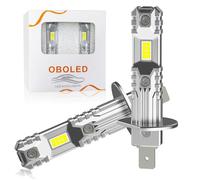 OBOLED Ampoule H1 LED 60W 400% Plus Lumineux Plug and Play 1:1 Remplacement Halogène Voiture LED H1 Phares Feux de Route et de Croisement Feux Anti-Brouillard 6000K Blanc 2 Pièces