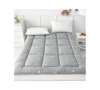 OBONG 150x200cm sur-Matelas Extra-épais Doux Surmatelas Rembourrage en Plumes De Duvet 180x200cm Matelas Futon Pliable Enroulable Respirant À Soutien Moyen(B,Queen-150 * 200cm)
