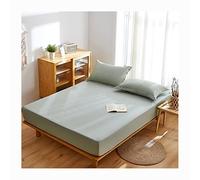 OBONG Drap Housse Bonnet 30cm Matelas en 100% Coton 2 Personnes Parure De Lit Très Doux Et Respirant avec Élastique Tout Autour Surmatelas (Color : Groen, Size : X-Long Twin)
