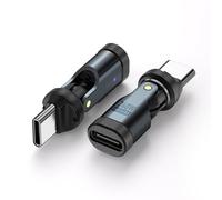 Obotsnoi 2. Adaptateur USB C double direction 540° PD240W 48V/5A Charge 480Mbps Transfert Aluminium Degré Rotatif Adaptateur de charge USB C