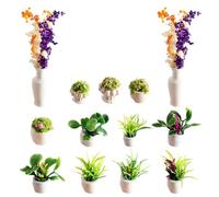 Obotsnoi Accessoires en Résine en Pot Échelle 1:12 13 Pièces avec Conception De Paysage Bureau Réaliste Accessoires pour Maison Poupée