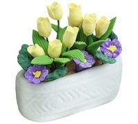 Obotsnoi Arrangement Réaliste De Tulipes Miniatures dans des Pots en Céramique pour Maisons Poupée À L'échelle 1/12 Décors Et Présentoirs Cuisine Décorations Cuisine Fleurs