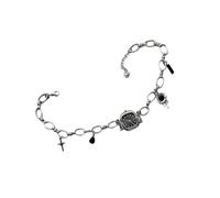 Obotsnoi Artistic Heavy Duty Unisexe Montre Pendentif Collier Alliage Construction Clavicule Chaîne Vintage Charm Neckwear Bijoux Alliage Pendentif Mécanique pour Edgy, Noir , taille unique