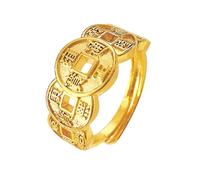 Obotsnoi Bagues en laiton style antique vintage avec motif de pièce de monnaie unique, finition vieillie, ajustement confortable, accessoire de bijoux non conventionnel, taille unique, Comme décrit